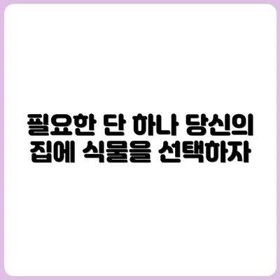 당신의 공간에 필요한 단 하나의 식물은?