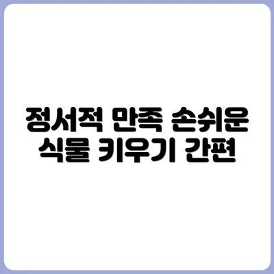 손이 많이 가지 않지만 정서적 만족도 높은 식물