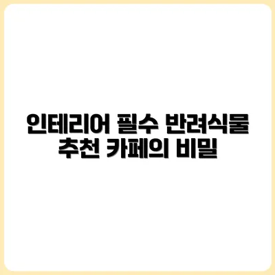카페 사장님이 추천하는 인테리어용 반려식물
